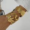 Exaggerated Stainless Steel Metal Shell Flower Cuff Bangle Bracelet for Women Vintage Gold Color Bangles Beach Party Jewelry New