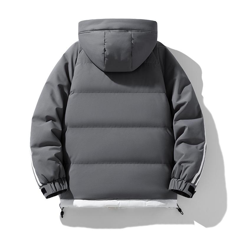 Large Size Striped Cotton Jacket Men's New Winter Loose Thickened Cotton Jacket Hooded Student Cotton Jacket Men's