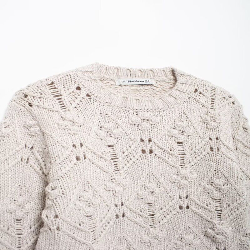 Fashion Style 2024 Fall and Winter New Women's Clothing Easiest for Match Ball-Shaped Woven Round Neck Long Sleeves Knitwear 2142145