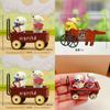 Resin Cartoon Dog Sitting Pushcart Miniature Garden Decor For Desktop Display