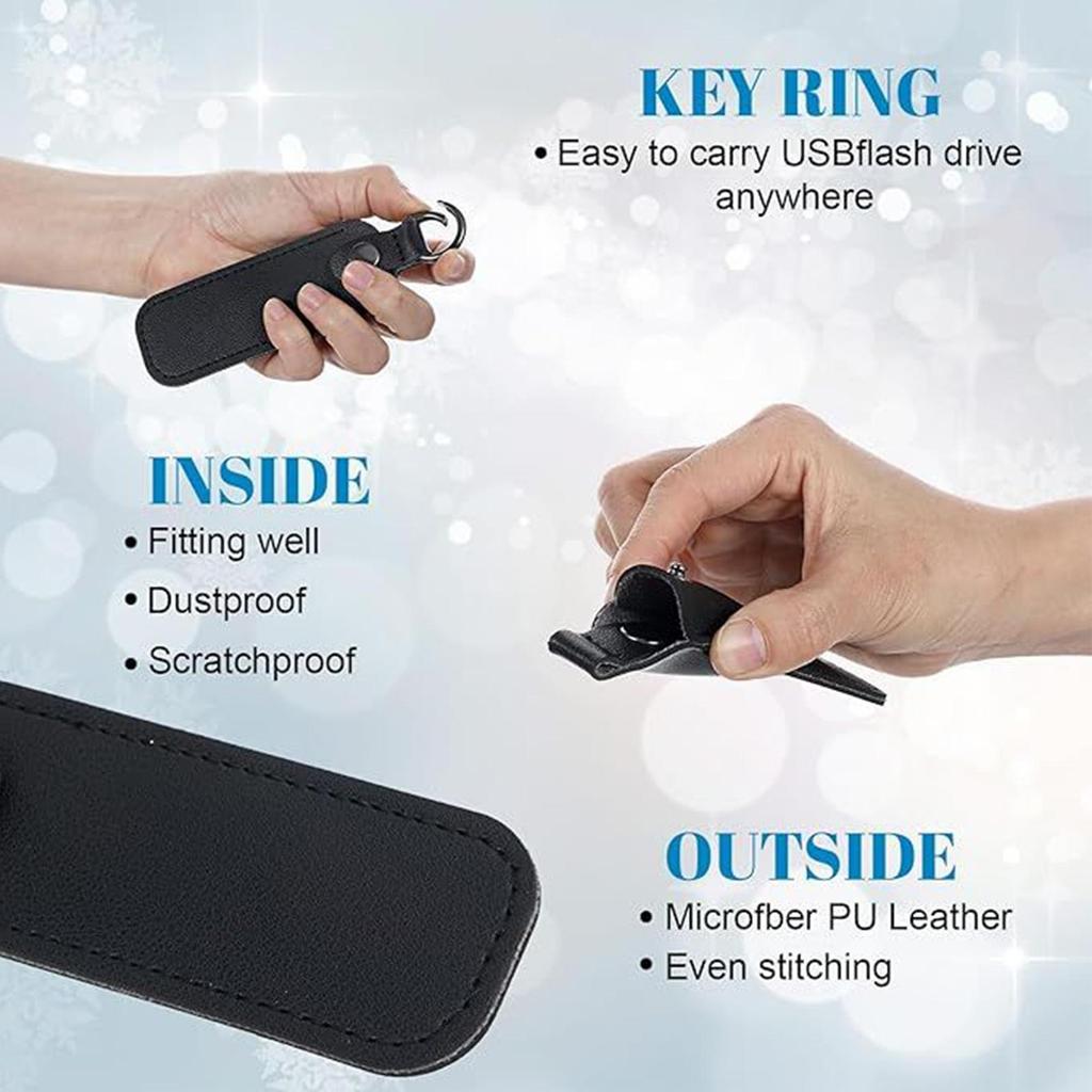 Leather Case Portable Pocket USB Flash Drive Storage Bags Protective Cover Key Ring Memory Card Stick Bag Waterproof