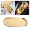 Stainless Steel Oval Tray Prevent Slip Flat Bottom Thickened Decorative Gold Storage Tray for