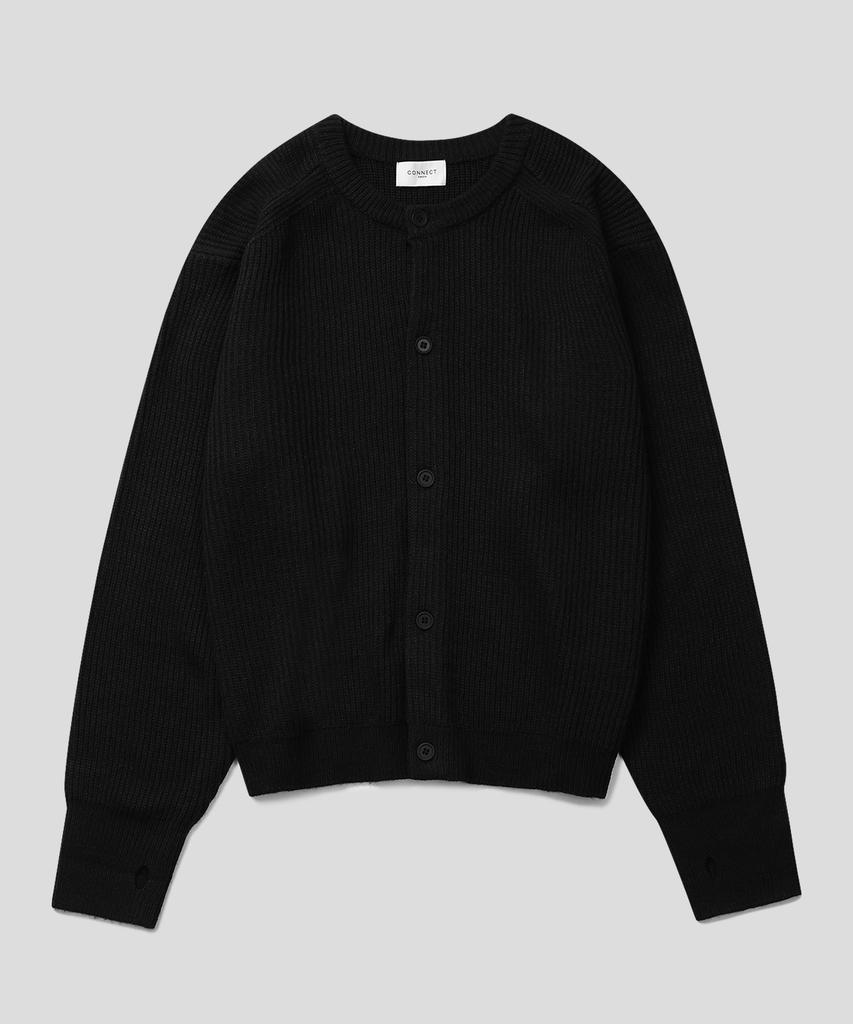 Connect Kinloch Fingerhole Wool Round Knit Cardigan (5 Colors)