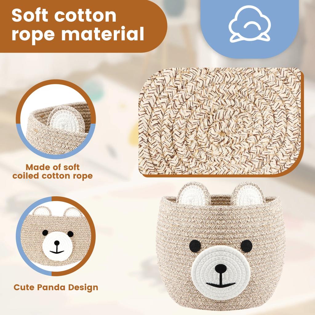 Medvědí úložný koš Bavlněné provázkové lano Víceúčelový Organizér na drobnosti Hračky Skládací Domácí Dárek Koš na prádlo