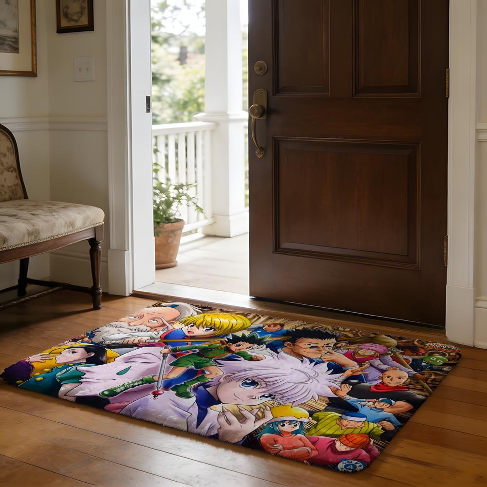 HHunter And HHunter Anime Floor Mat Soft Flannel Absorbent Mat Non-Slip Rug Home Bedroom Bathroom
