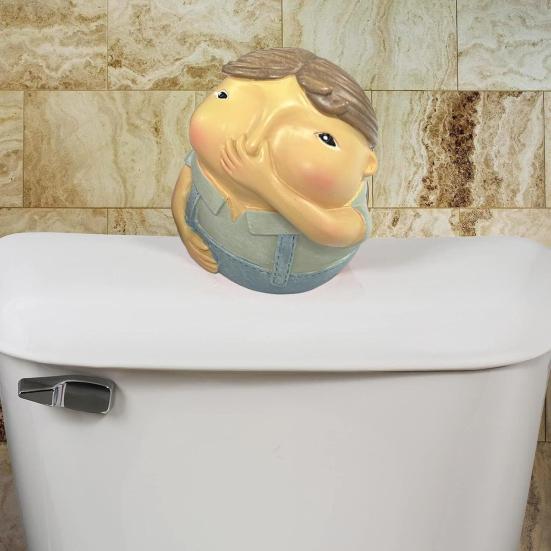 Harz Badezimmer Ornament Junge Mädchen Halten Nase Figurine Lustige Cartoon Figuren