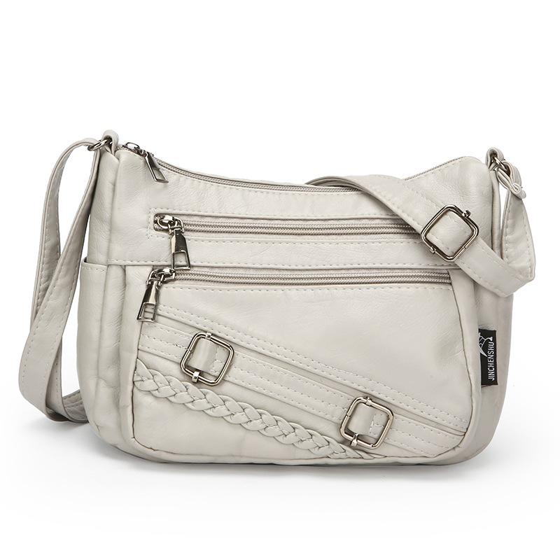 Retro Fashion Trend Four Seasons Soft Leather Multi-compartment Multi-pocket High-end Multi-compartment Single Shoulder Messenger Bag Women's Bag