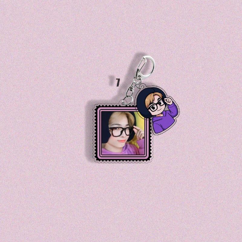 ENHYPEN Funny Fruit Headgear Photo & Cartoon Keychain, Stamp-Style Acrylic Bag Charm with Member Selfie, Engene Fans Collectible Kpop Accessory