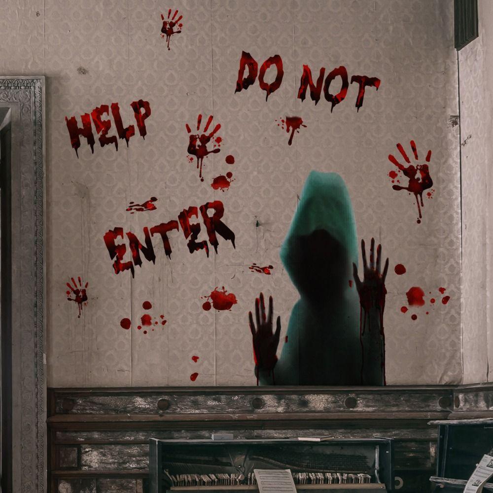 Self-paste Ghost Wall Sticker Waterproof Bloody Hand Decal  Halloween
