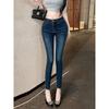 Korean Fashion Spring and Summer New Commuter White Bow Girl Tight Straight Pencil Feet Capri Jeans