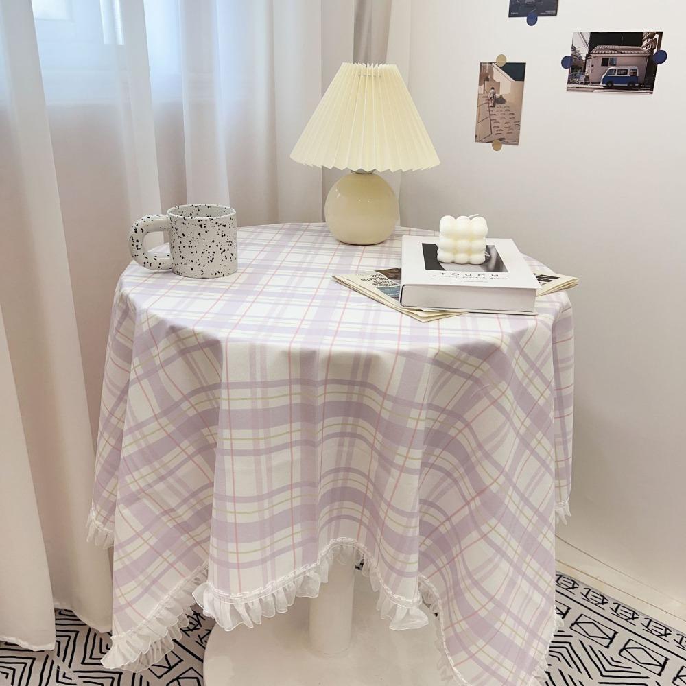 

Hot Girl Heart Lace Side Tablecloth Cartoon Floral Round Table Mat Multi Functional 140*140CM Decorative Fabric Home Decoration