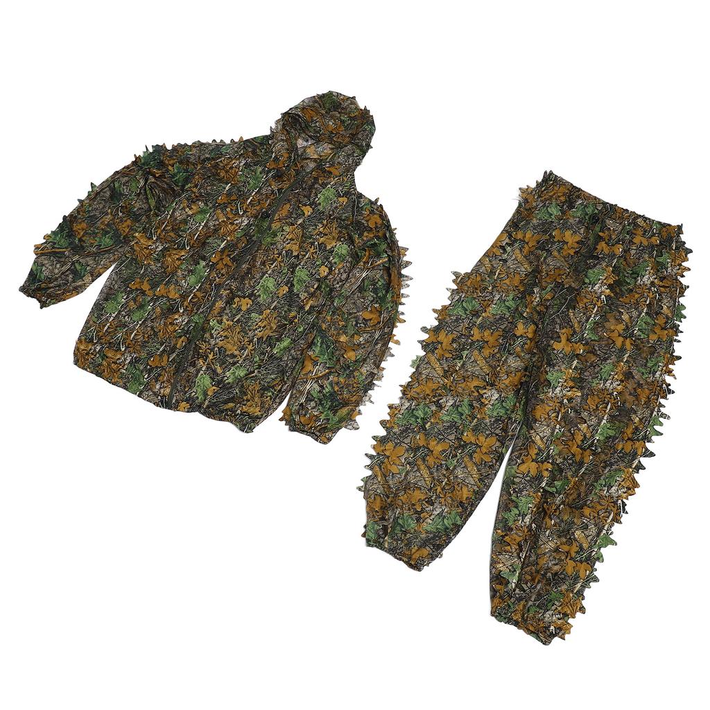 Outdoor Camouflage Suit Polyester Fiber Loose 3D Leafy Ghillie Suit for Bird Watching Hunting