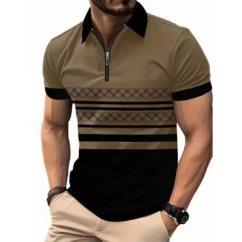 Летняя Повседневная Пляжная Мужская Новая 3D Цифровая Модная Простая Расцветка Мужская Спортивная Рубашка-Поло S