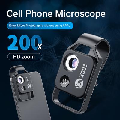 Digital 200X Microscope Lens with CPL Mobile LED Guide Light Lamp Micro Pocket SuperMacro Lens For Phones