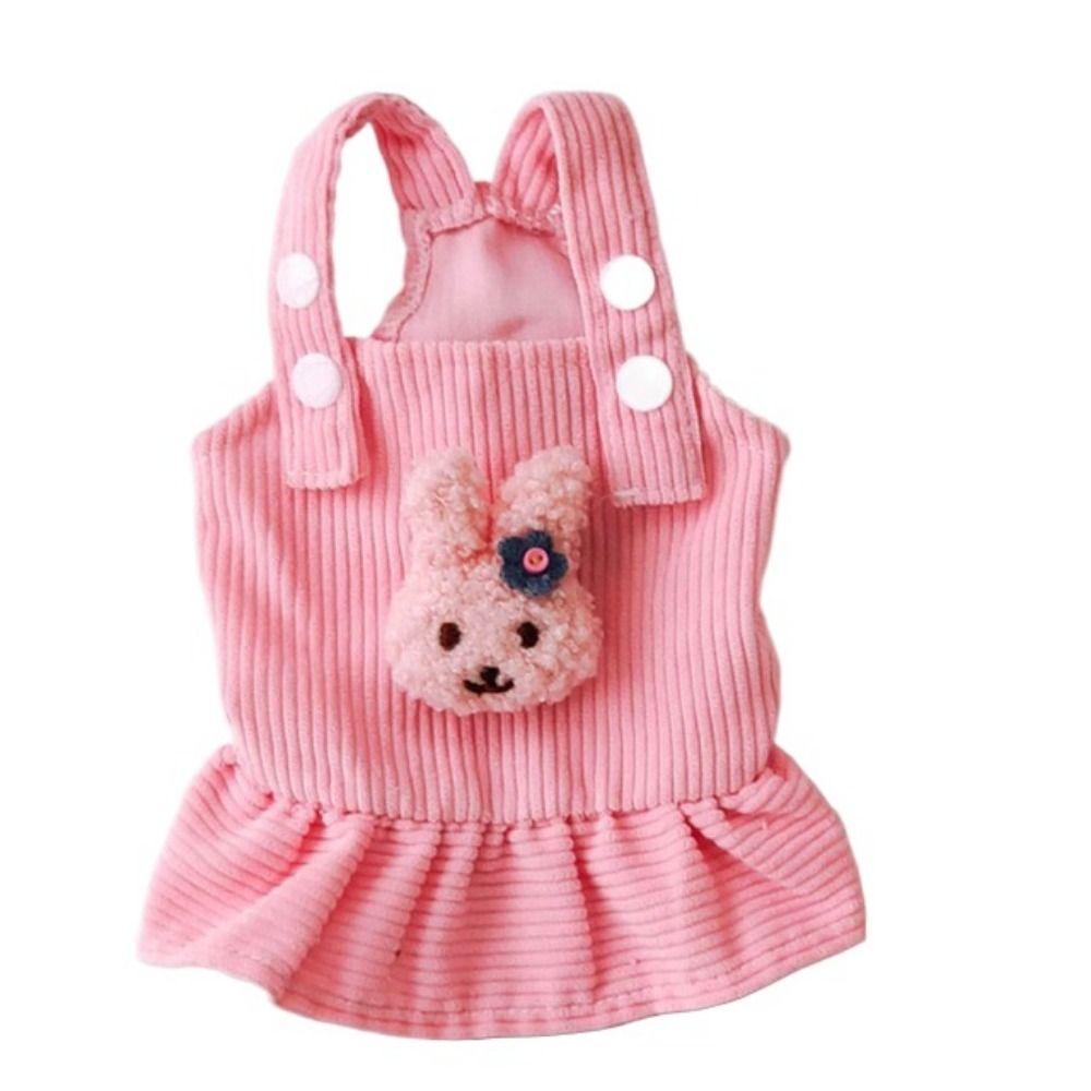 

Cute Corduroy Comfortable for Spring and Autumn Dog Dress Cat Vest Cat Skirt Dog Clothes M рожевий