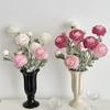 50CM 3 Teste Floccato Loto Fiore Artificiale Peonia Fiore Artificiale Matrimonio Casa Soggiorno Decorazione