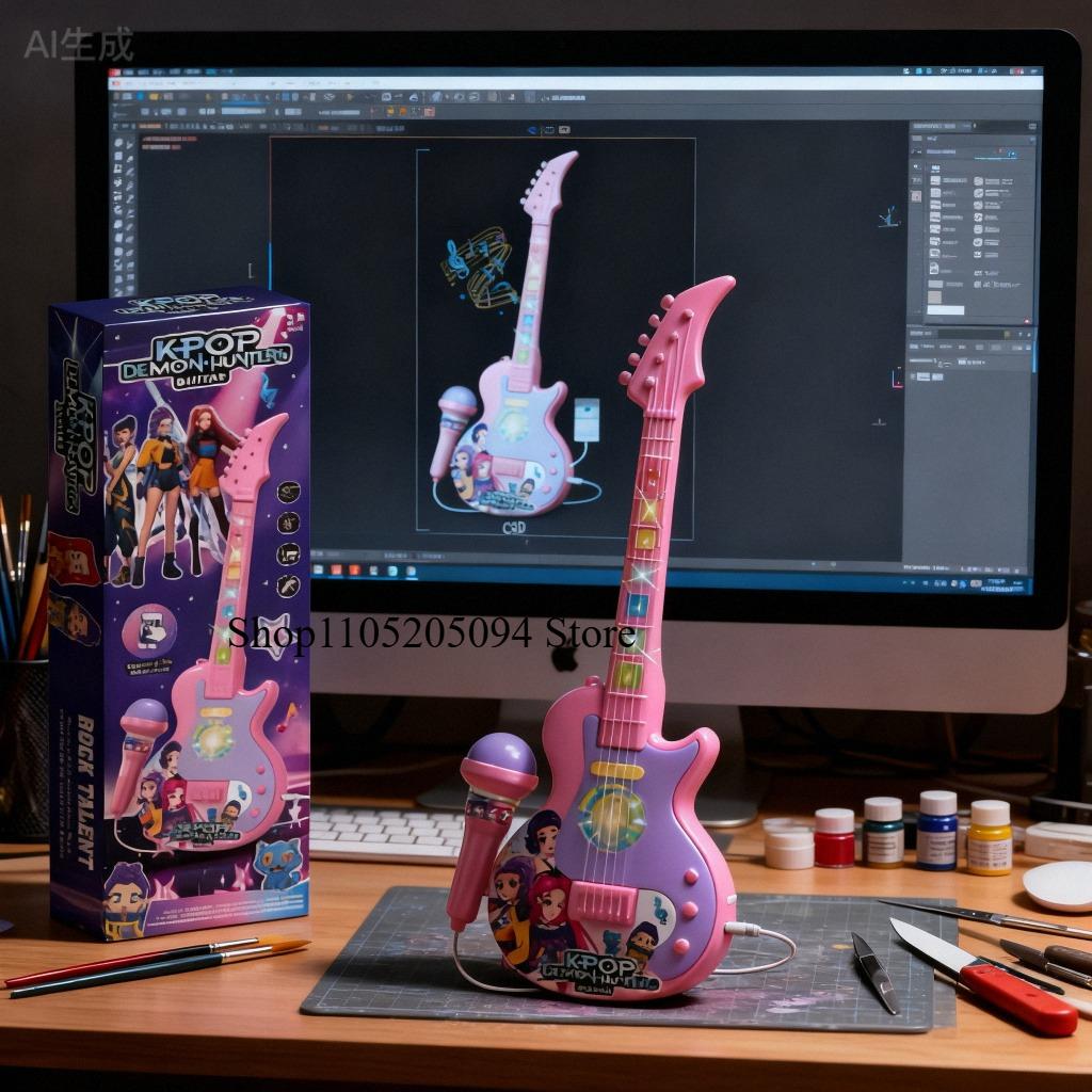 Cartoon Anime Kpop Girl Group Music Microphone Children's Toy with Lights Singing Function