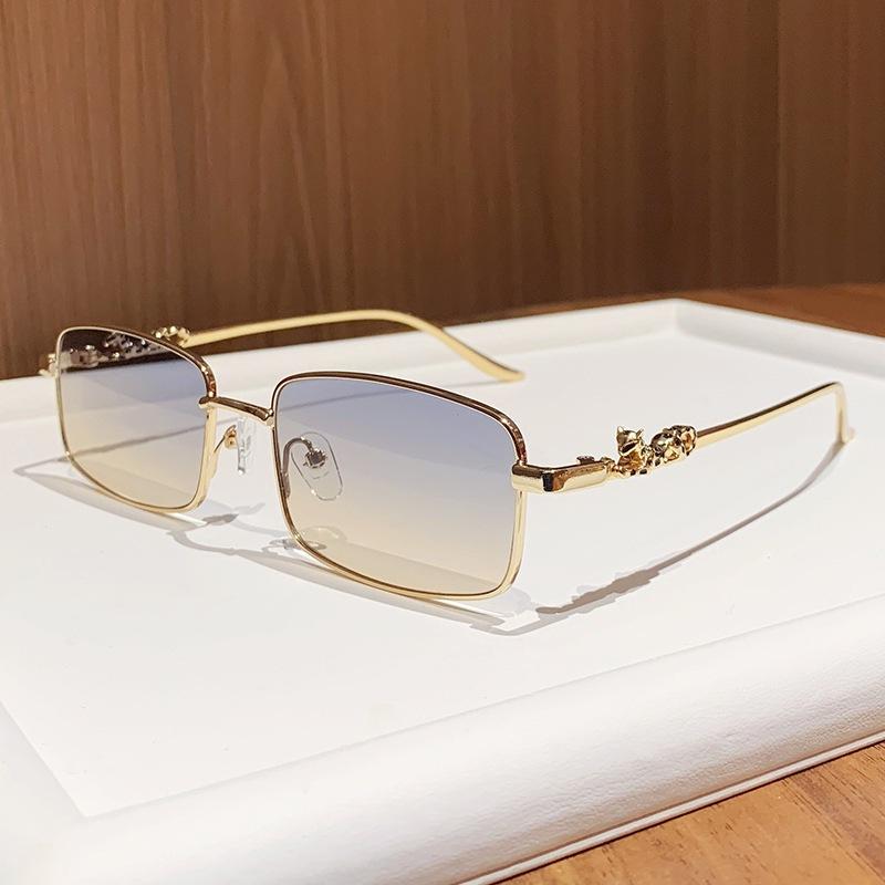European and American trend Carhome full frame sunglasses men's metal leopard head square sunglasses female cheetah sunglasses