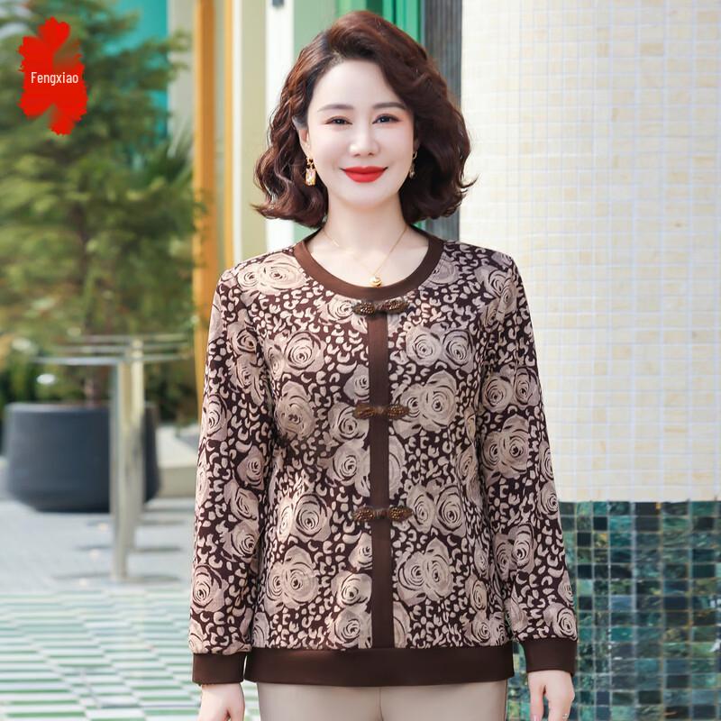 Elderly Women's Festive Floral Tang Suit Jacket
