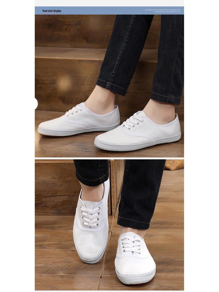 Lutai Frühling und Herbst Lässige Weiße Mesh Canvas Schuhe mit Gummisohle für Damen und Herren.
