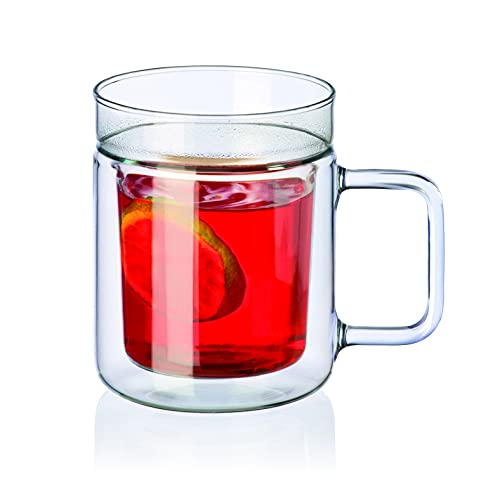 Set of 2 Czech-made SIMAX double-walled heat-resistant glass mugs