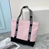 Colorblock Pink Letter Graphic Tote Handtaschen Frau Schultertaschen Casual Sport Fitness Tote Bag Frauen Handtasche Nylongewebe