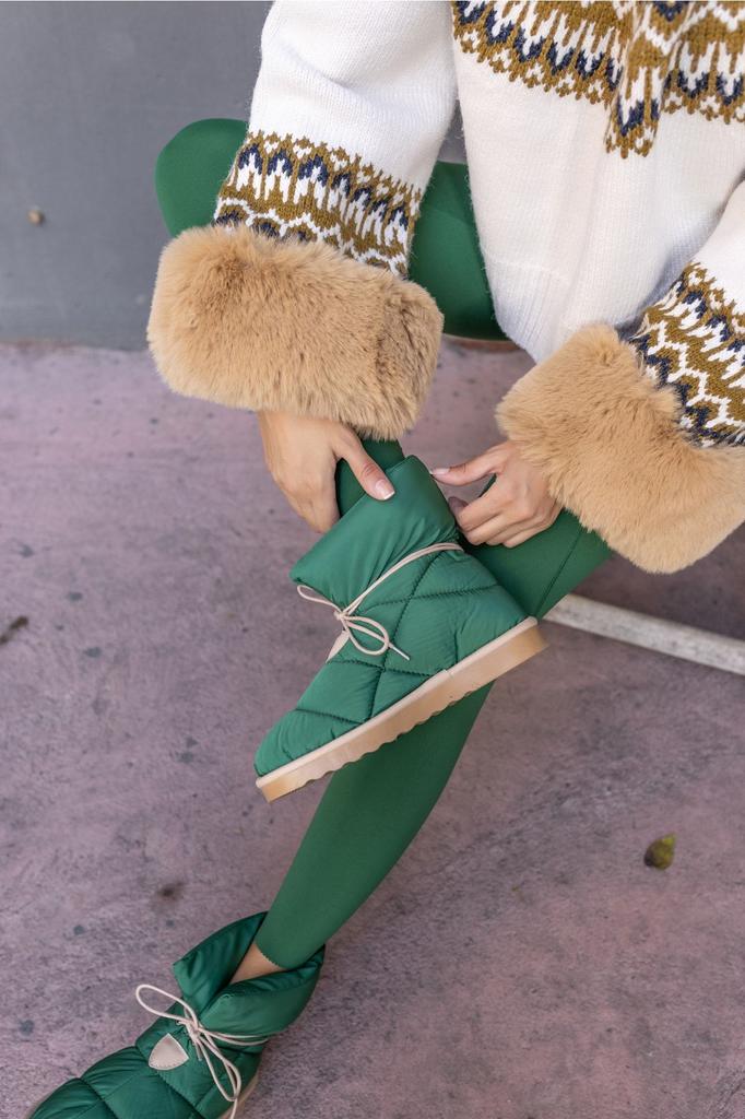 Women Modern Stylish Fashion Boots Milena Green Parsut Fabric Boots