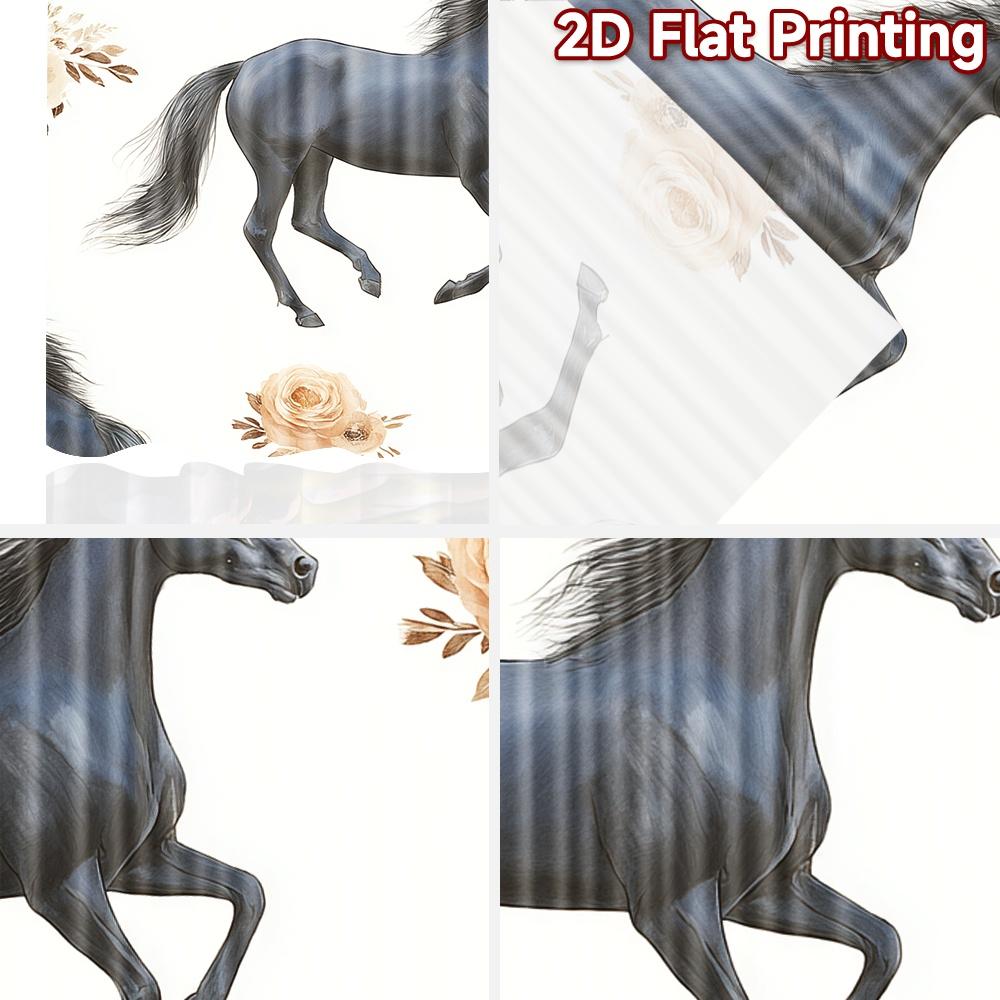 Flat Printing Curtains Without Rod Floral Horses Design Ramadan Festival Fashion Durable Polyester Fabric Curtain Set Of 2 Made Washable
