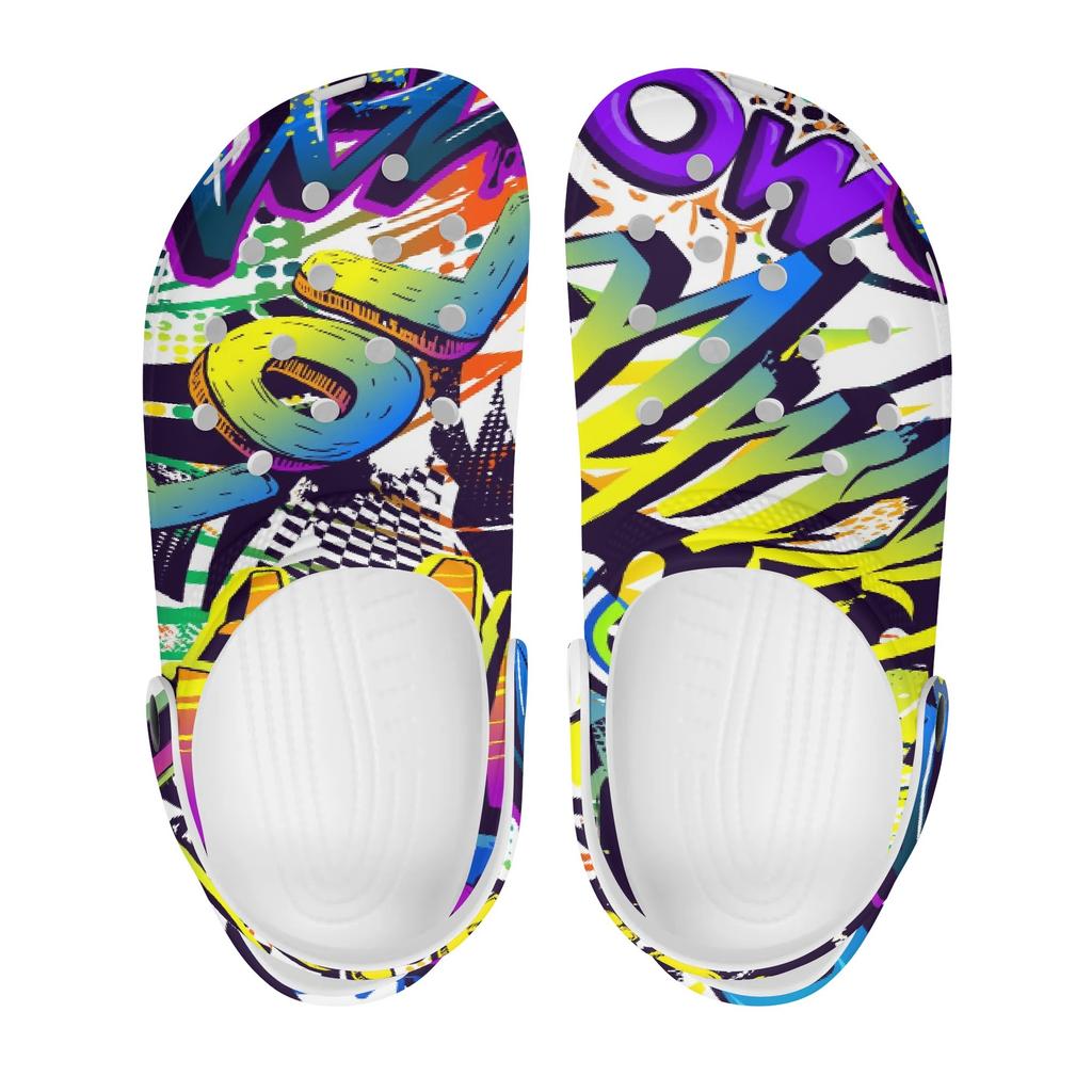 Women Men Printed EVA Beach Shoes Lightweight Breathable Slip On Garden Clogs Pool Bathroom Home Summer Sandals Daily Wear