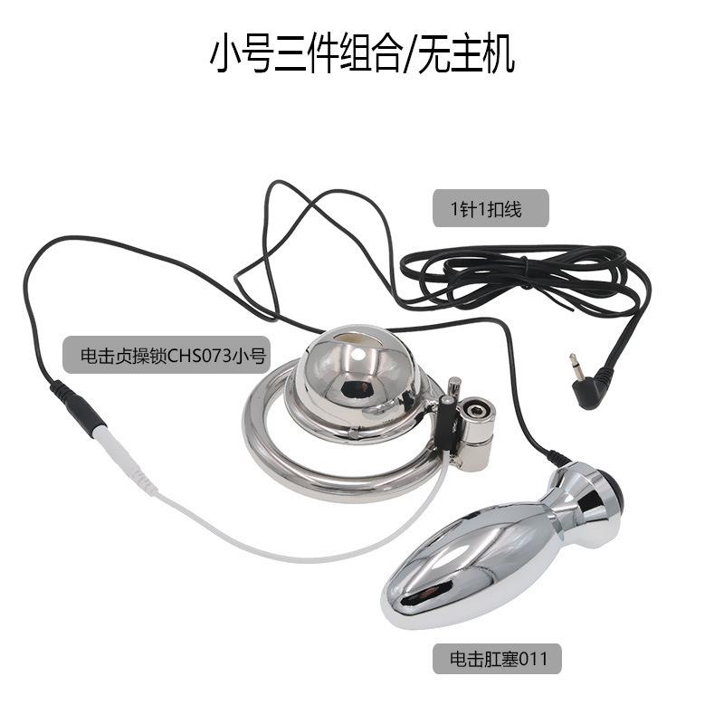 Electric Shock Chastity Lock Pulse Butt Plug Combination Suit Penis Massage Back Court Masturbation Adult Toys Sex Tools