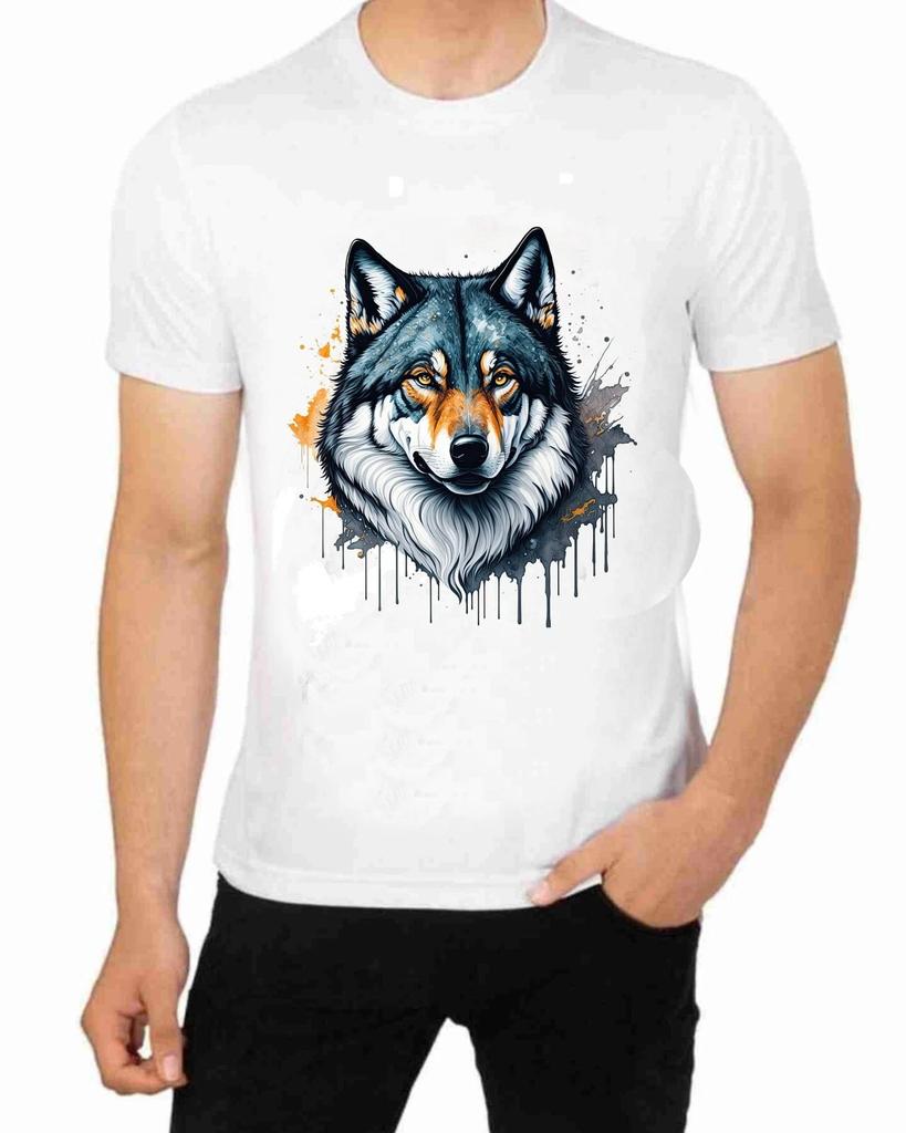 Wolf Face Painting Watercolor T-Shirt for Men Apparel Wildlife Animal Art