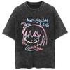 Bocchi The Rock Kessoku Band Silhouette Doublesided Vintage Washed T Shirt 2026 Summer Oversized  Graphic Tee for Men Women