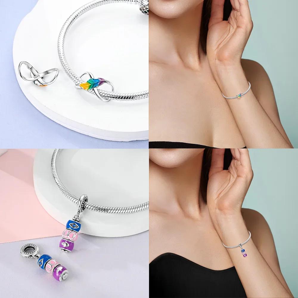 Copper Original Colored Feathered Wings Pink Angelic Endless Beads Fit Bracelet Women Diy Fine Beautiful Gift Accessory