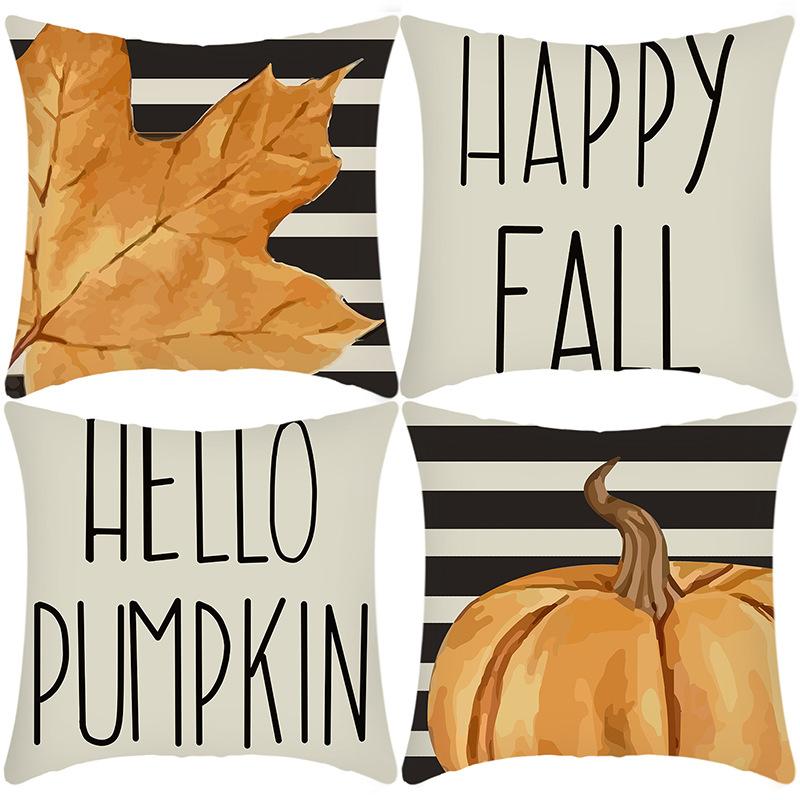 New Thanksgiving Pillowcase Orange Maple Leaf Letter Print Home Decoration Holiday Pillow Pillowcase