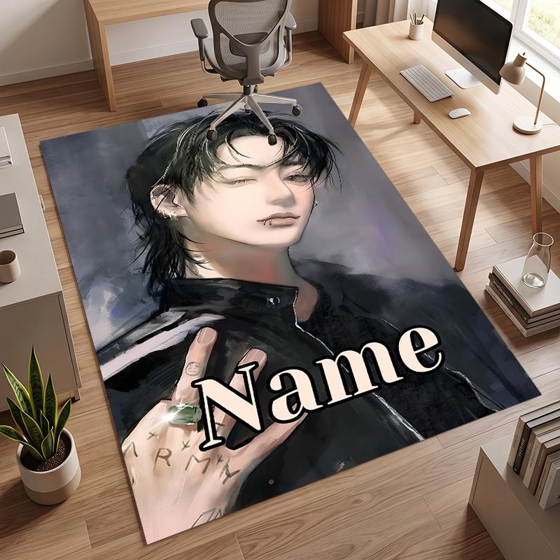 Jung Kook (14) Personalized Name Office Carpet Stylish Decor for Living Room Bedroom Kitchen