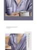 Women's Silky Purple Ice Silk Pajamas Set - Long-Sleeved Cardigan and Pants