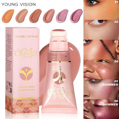 6 Colors Optional Plush Brush Head Fine Shimmering Liquid Blush Blush Lipstick All-in-one Liquid Blush