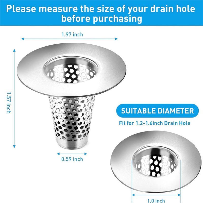 AEE2-Bathroom Sink Drain Strainers For 1.2-1.6Inch Drain Hole, 1Inch Small Conical Stainless Steel Bathtub Drain Cover
