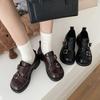 Autumn college style small leather shoes women's new round head thick heel platform Mary Jane shoes