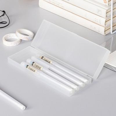 Estojo de Lápis de Plástico Simples P/M/G Caixa de Caneta Fosca Estojo de Papelaria Multifuncional Translúcido Estudantes