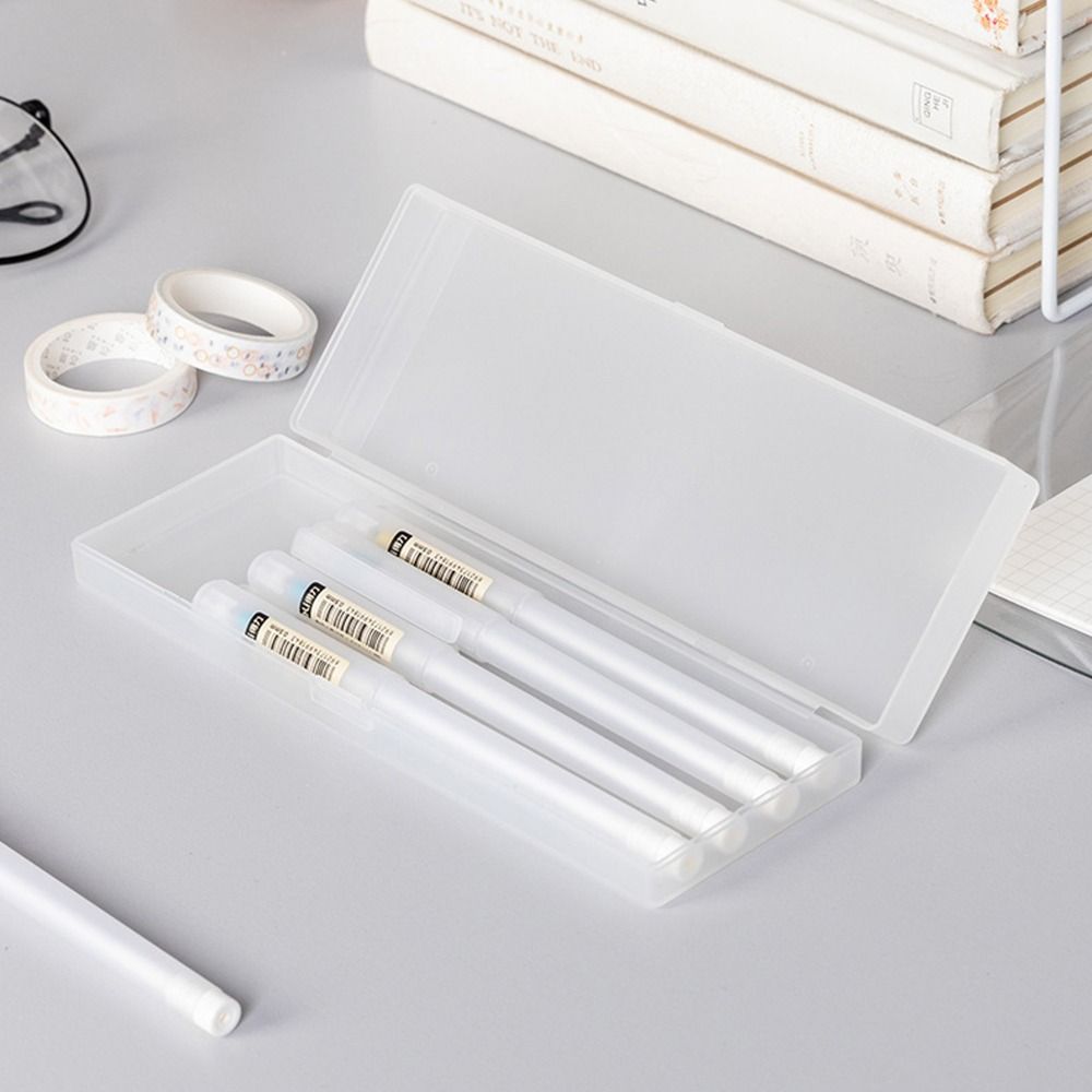 Simple Plastic Pencil Case S/M/L Frosted Stationery Storage Box Translucent Multifunctional Stationery Organizer Students