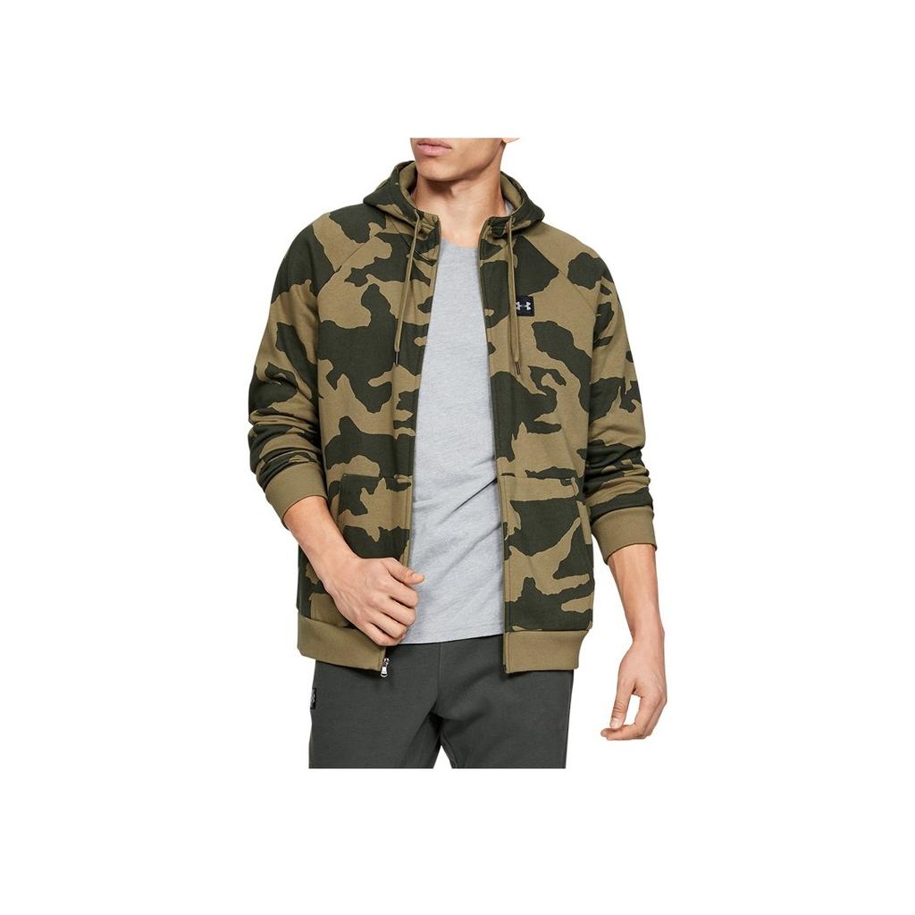 Under Armour Camo Hooded Cardigan Sweatshirt Jacket Men Outerwear Outpost-Green 1329748-331