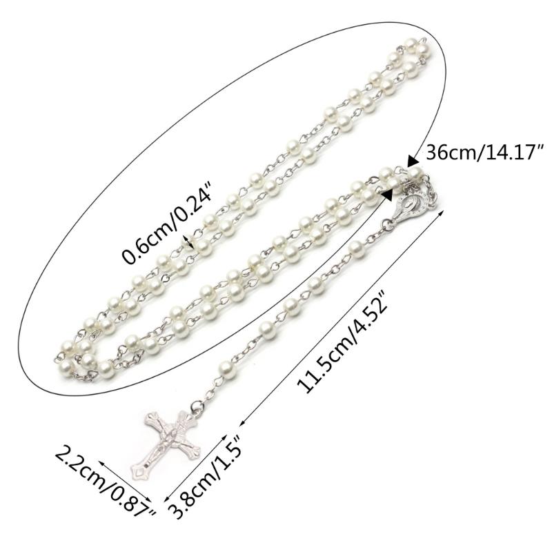 Cross-Necklace Catholic Chain Rosary Necklace Medal-and Crucifix Pendant Chain Jewelry Holy Land Religious Gifts Unisex