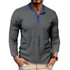Men's Color Blocked Versatile Long Sleeved Shirt Retro T-shirt Bottom Shirt