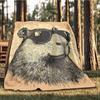 1pc Sunglasses Capybara Print Throw Blanket Polyester Fiber, Lightweight Flannel, Soft & Warm, All Season Use for Outdoor, Camping Digital Print