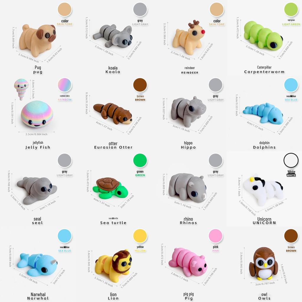 Colorful 3D Printed Small Animal Toys - Simulation Animal Models for Micro-Landscape Decoration