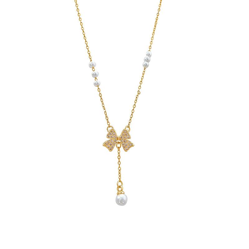 Female Light Luxury Niche Bow Tassel Pendant Necklace