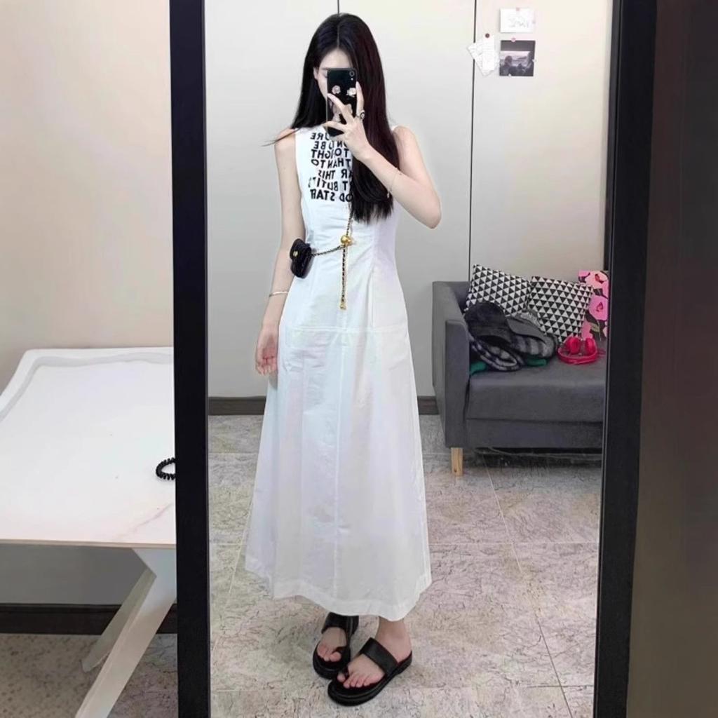 Sleeveless dress women's summer new niche design sense slim foreign style a word casual temperament long skirt