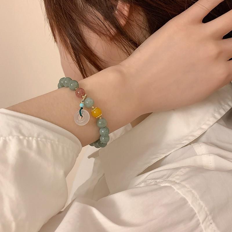 Guofeng Jade Rabbit bracelet adjustable fringe bracelet niche design promising future imitation jade bracelet Qixi Festival gift