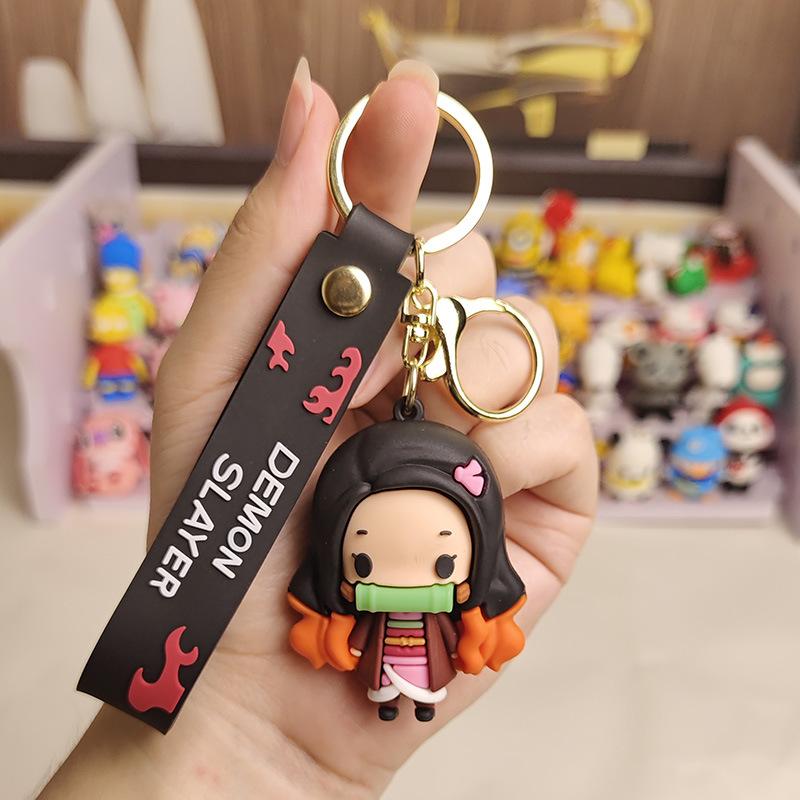 Anime Demon Slayer Key Ring Kimetsu No Yaiba Model Kamado Tanjirou Key Chain Car Keyring Schoolbag Pendant Presents